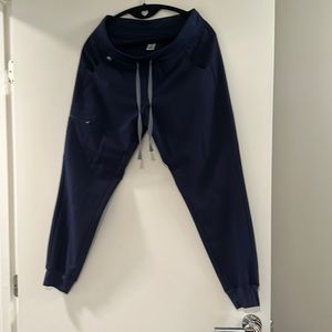 Figs High Waisted Zamora Jigger w/ Yoga Band Navy Blue Scrub Pant